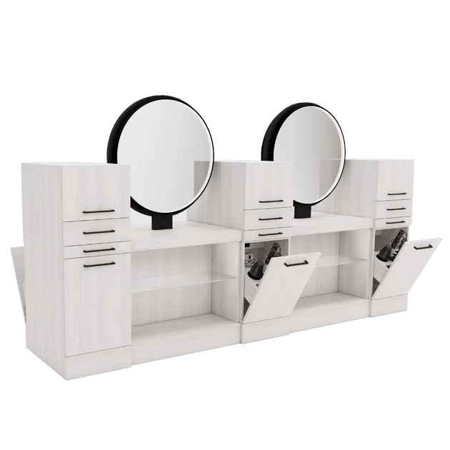 Westin Magnifico Back-to-Back Four Operator Styling Station with Westin Round Mirror - Kaemark