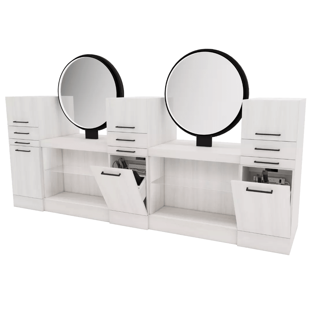 Westin Magnifico Back-to-Back Four Operator Styling Station with Westin Round Mirror - Kaemark