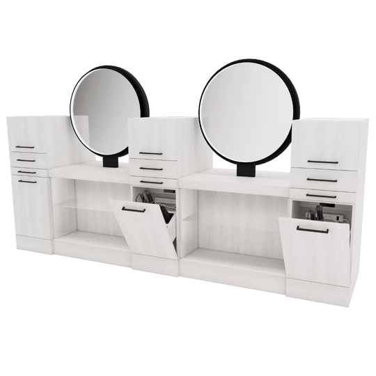 Westin Magnifico Back-to-Back Four Operator Styling Station with Westin Round Mirror - Kaemark