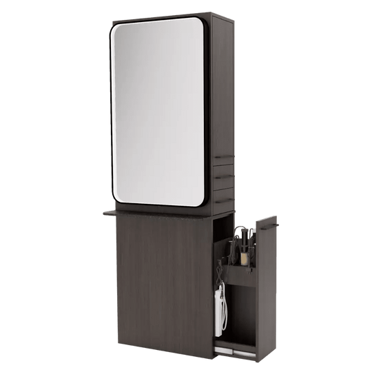 Westin Single Operator Styling Station with Westin Rectangle Mirror and Solid Surface Shelf - Kaemark