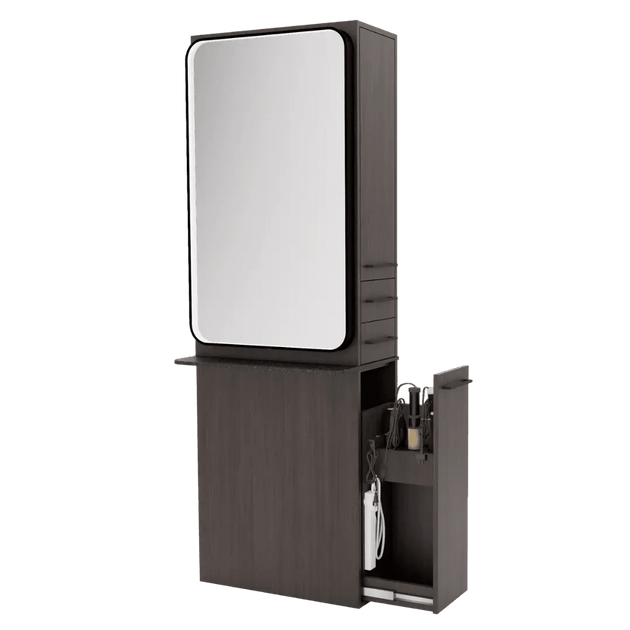 Westin Single Operator Styling Station with Westin Rectangle Mirror and Solid Surface Shelf - Kaemark