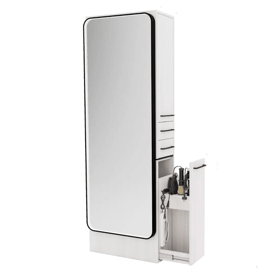 Westin Single Operator Styling Station with Westin Full-Length Mirror and Solid Surface Shelf - Kaemark