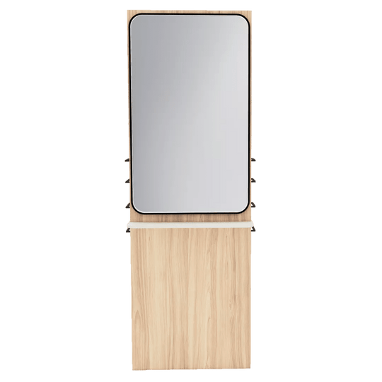 Westin Double Operator Styling Station with Westin Rectangle Mirror and Solid Surface Shelf - Kaemark