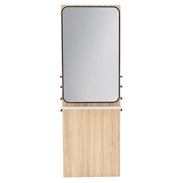 Westin Double Operator Styling Station with Westin Rectangle Mirror and Solid Surface Shelf - Kaemark