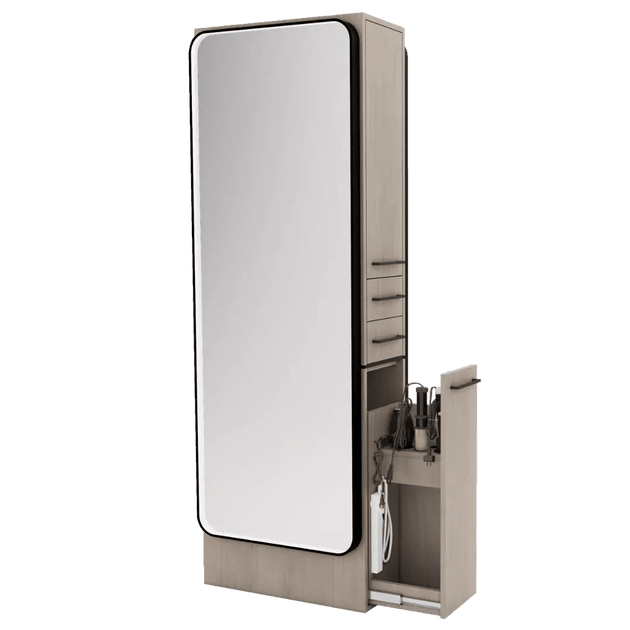 Westin Double Operator Styling Station with Westin Full-Length Mirror and Solid Surface Shelf - Kaemark