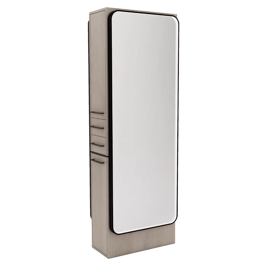 Westin Double Operator Styling Station with Westin Full-Length Mirror and Solid Surface Shelf - Kaemark