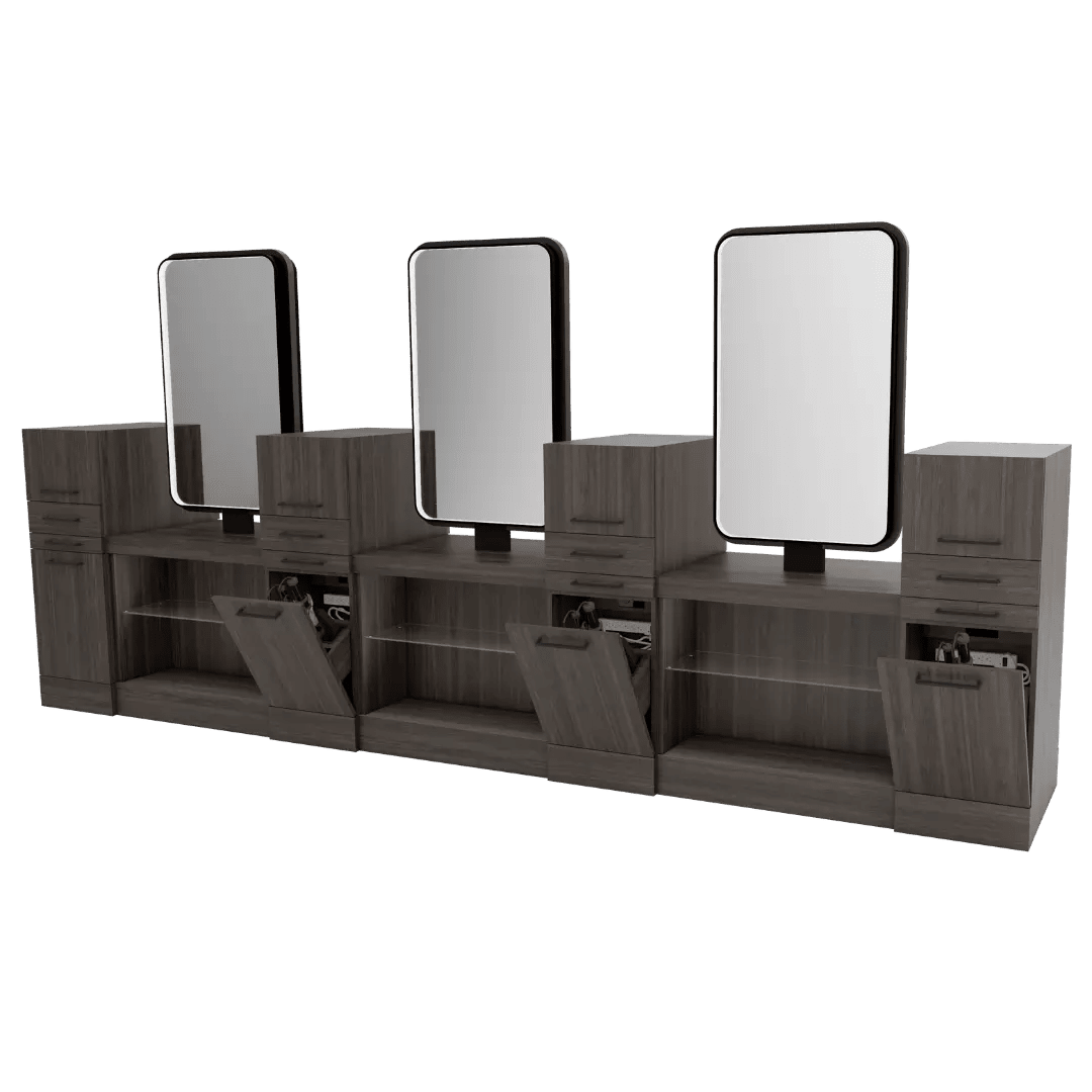 Westin Magnifico Back-to-Back Six Operator Styling Station with Westin Rectangle Mirror - Kaemark