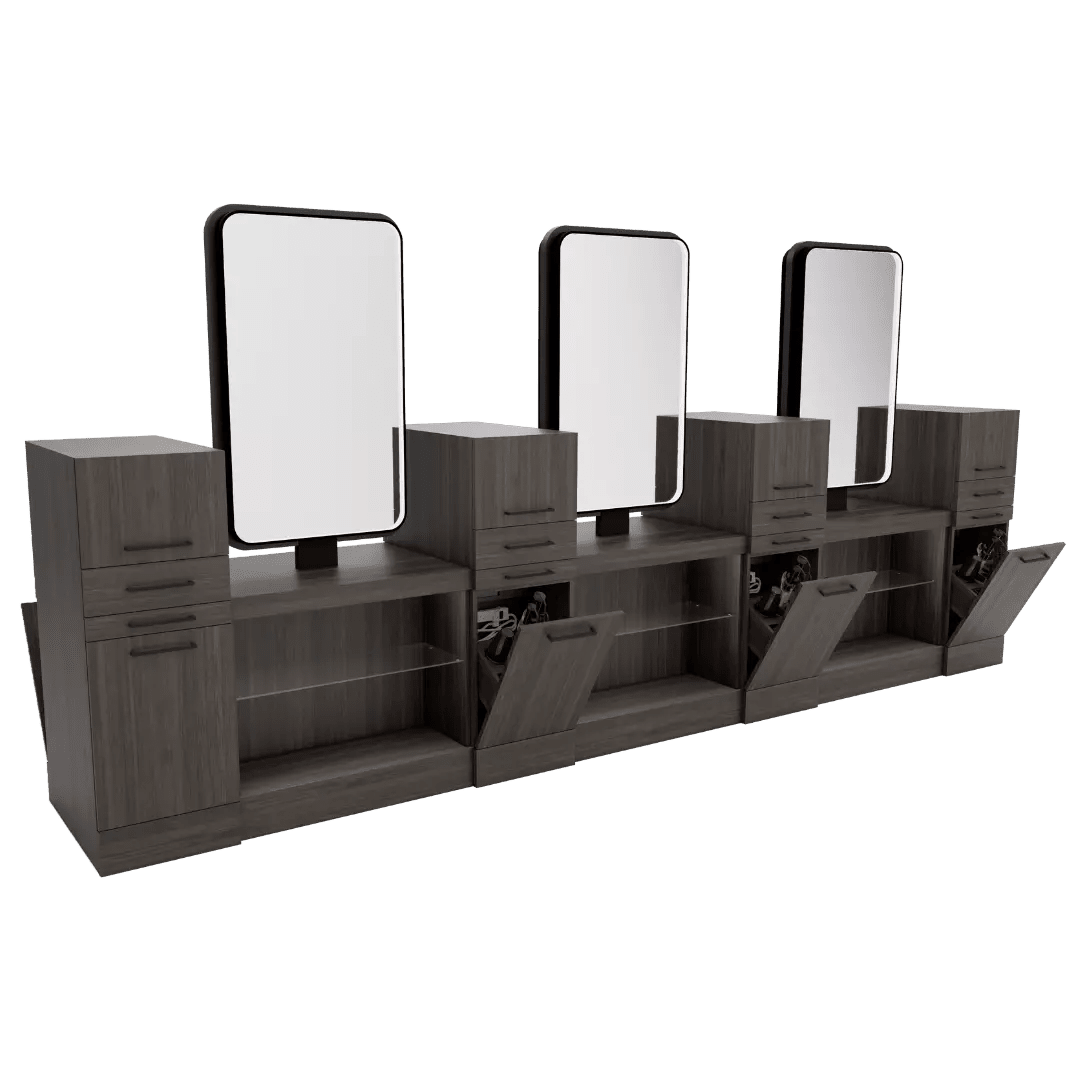 Westin Magnifico Back-to-Back Six Operator Styling Station with Westin Rectangle Mirror - Kaemark