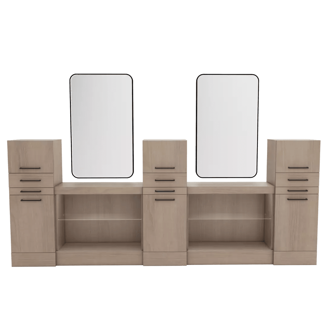 Westin Magnifico Wall-Mount Double Operator Styling Station with Westin Rectangle Mirror - Kaemark
