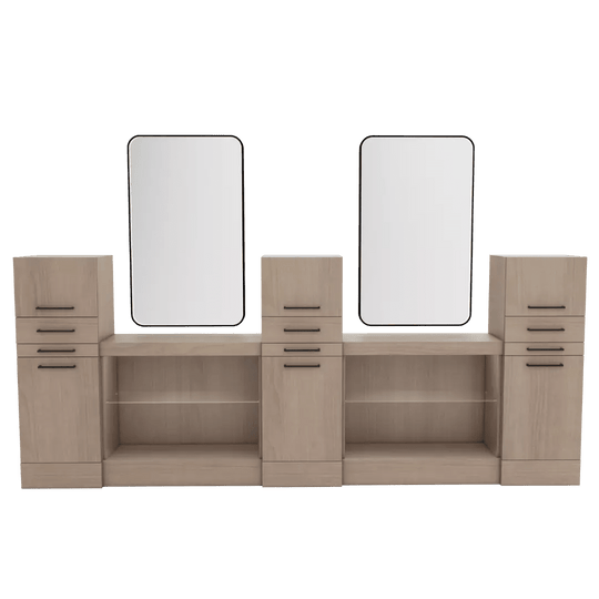 Westin Magnifico Wall-Mount Double Operator Styling Station with Westin Rectangle Mirror - Kaemark