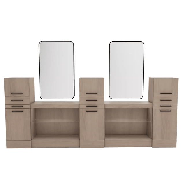Westin Magnifico Wall-Mount Double Operator Styling Station with Westin Rectangle Mirror - Kaemark