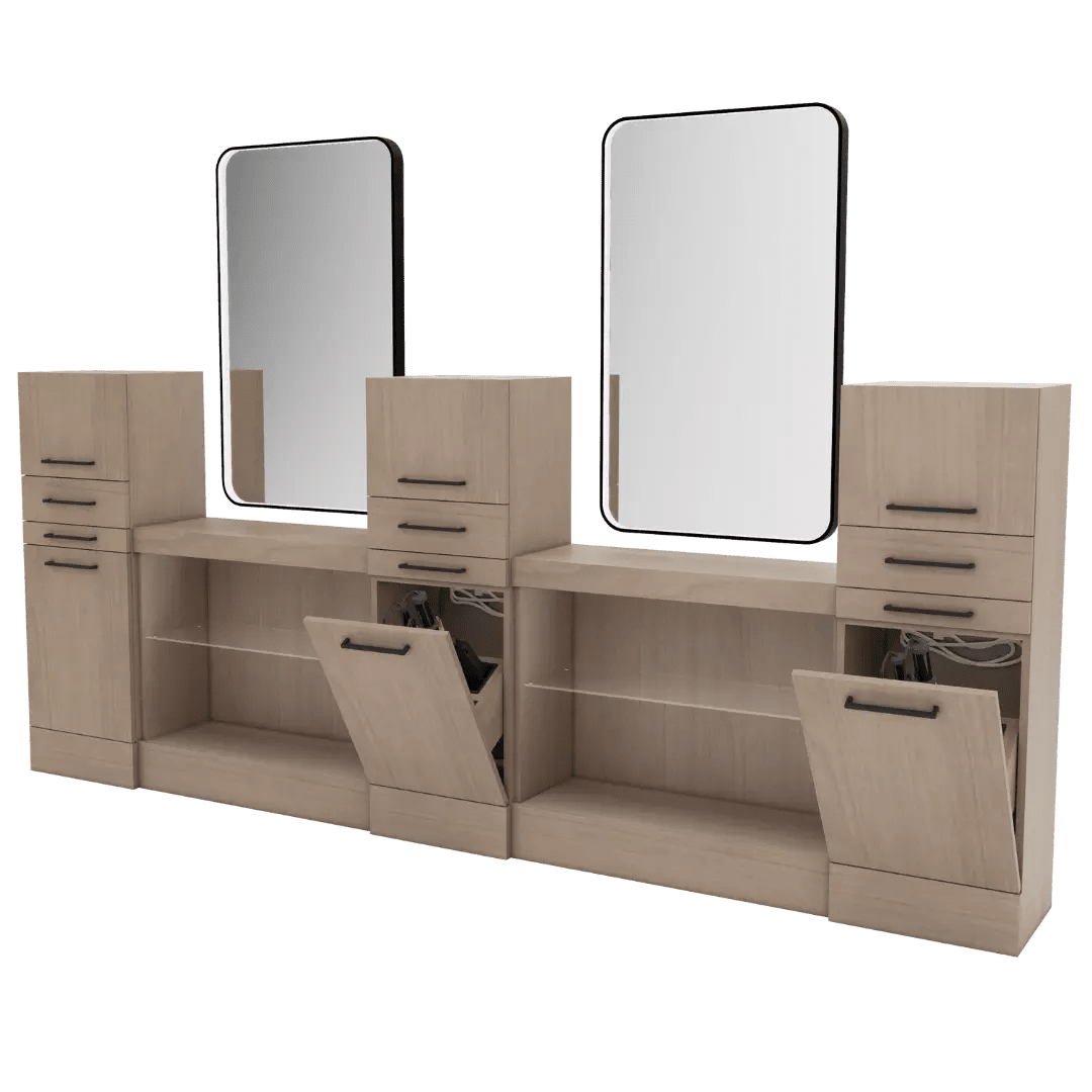 Westin Magnifico Wall-Mount Double Operator Styling Station with Westin Rectangle Mirror - Kaemark
