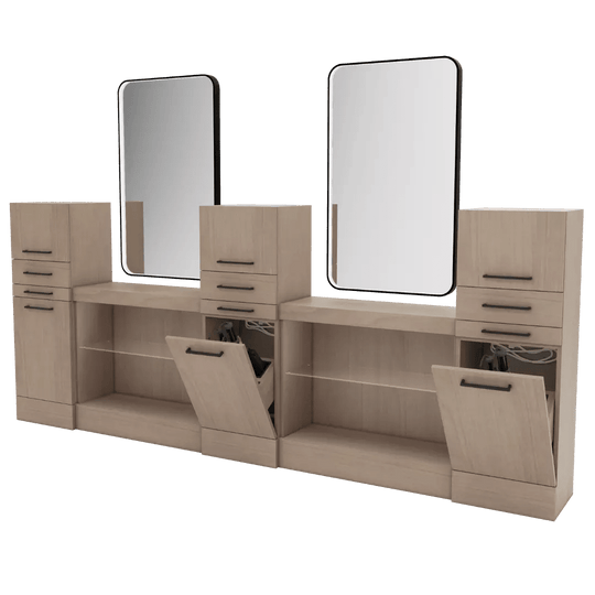Westin Magnifico Wall-Mount Double Operator Styling Station with Westin Rectangle Mirror - Kaemark