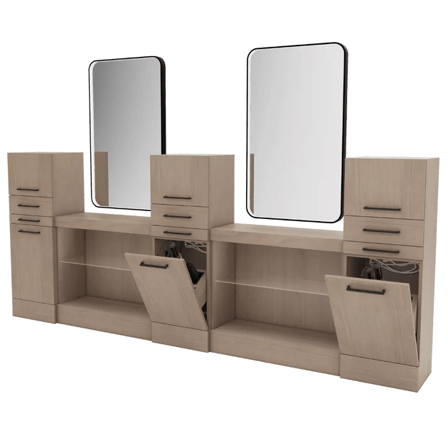 Westin Magnifico Wall-Mount Double Operator Styling Station with Westin Rectangle Mirror - Kaemark