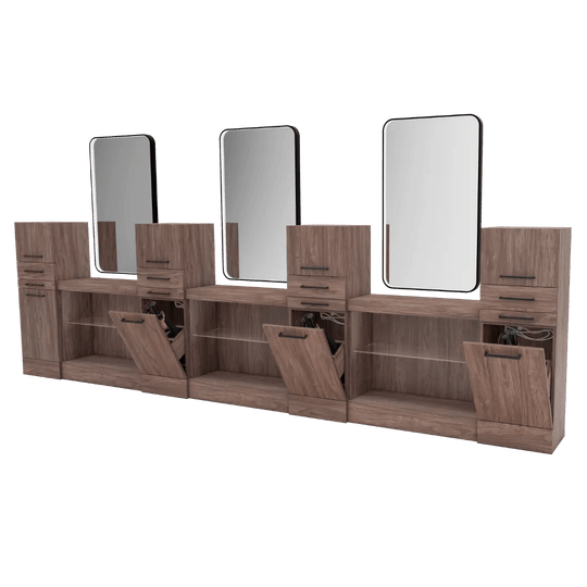 Westin Magnifico Wall-Mount Triple Operator Styling Station with Westin Rectangle Mirror - Kaemark