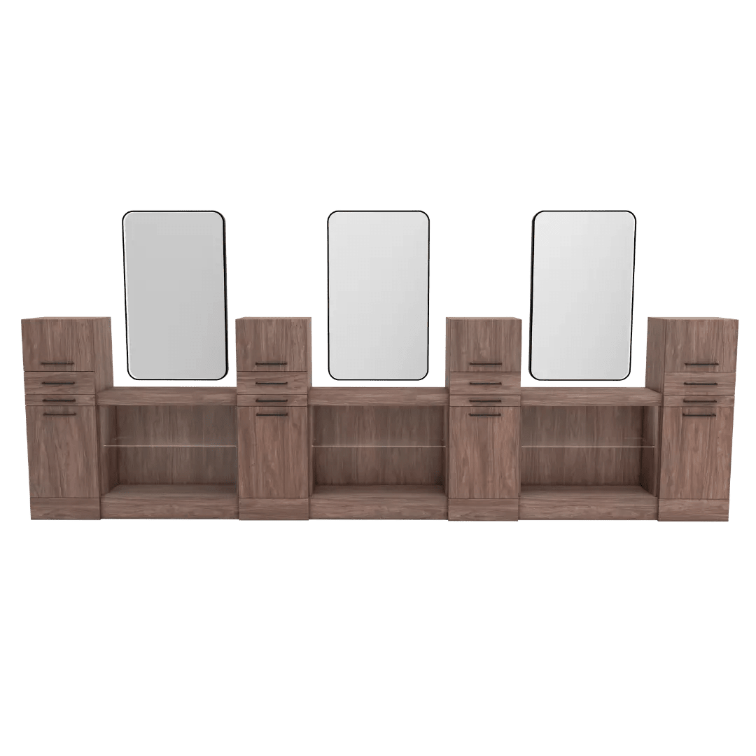 Westin Magnifico Wall-Mount Triple Operator Styling Station with Westin Rectangle Mirror - Kaemark