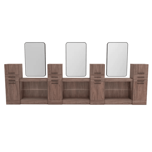 Westin Magnifico Wall-Mount Triple Operator Styling Station with Westin Rectangle Mirror - Kaemark
