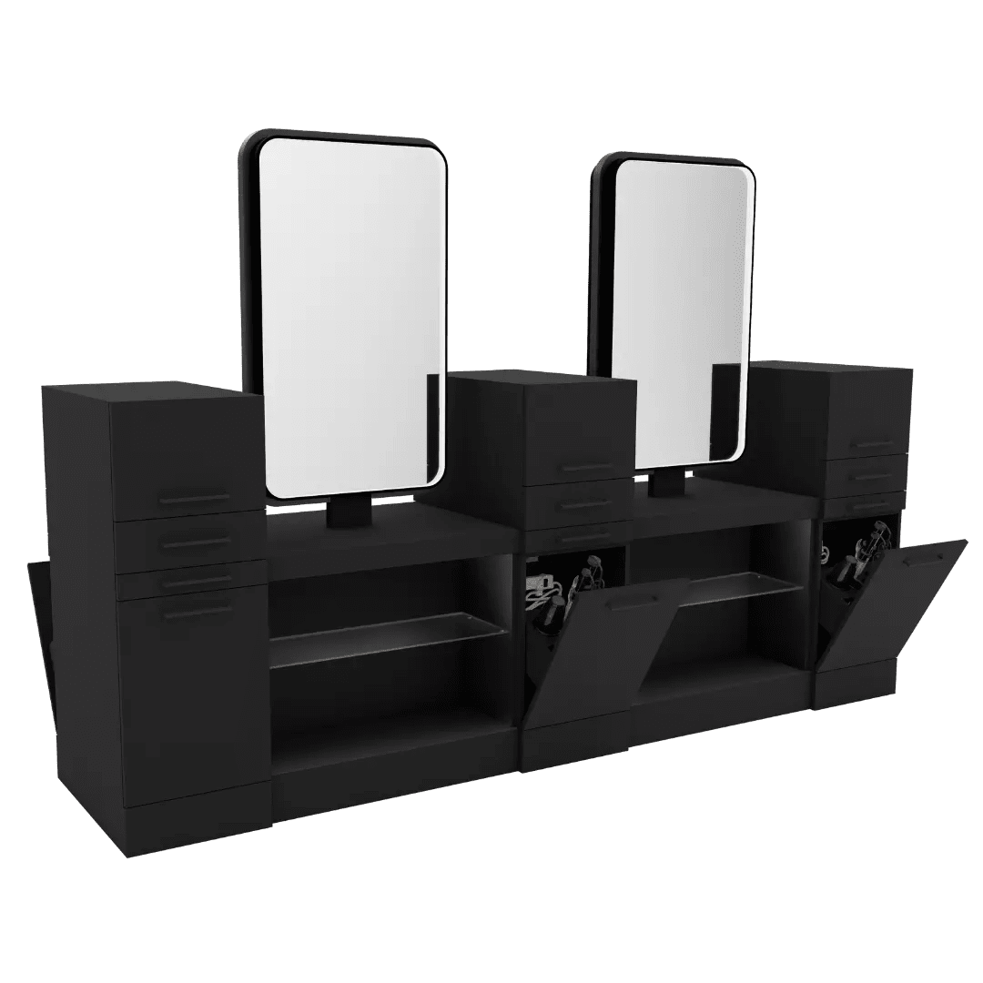 Westin Magnifico Back-to-Back Four Operator Styling Station with Westin Rectangle Mirror - Kaemark