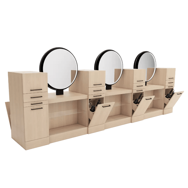 Westin Magnifico Back-to-Back Six Operator Styling Station with Westin Round Mirror - Kaemark