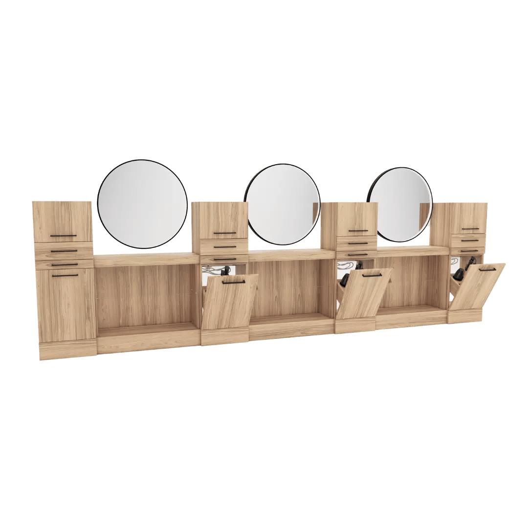 Westin Magnifico Wall-Mount Triple Styling Station with Westin Round Mirror - Kaemark