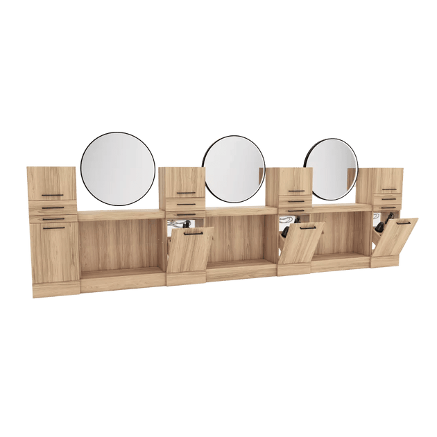 Westin Magnifico Wall-Mount Triple Styling Station with Westin Round Mirror - Kaemark
