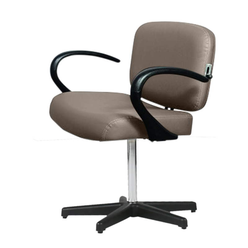 Kaemark A Ayla American-Made Shampoo Chair with a beige upholstered seat.