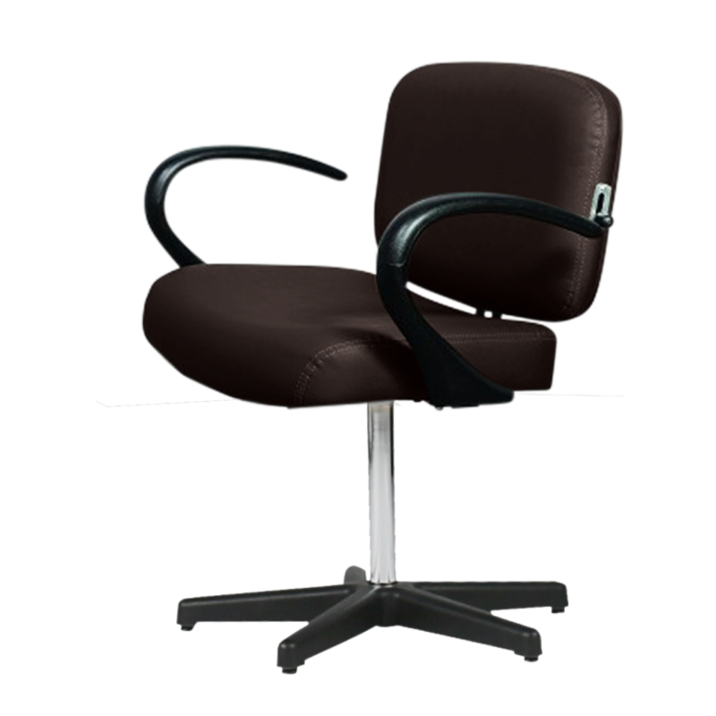 Kaemark A Ayla American-Made Shampoo Chair with a black upholstered seat.