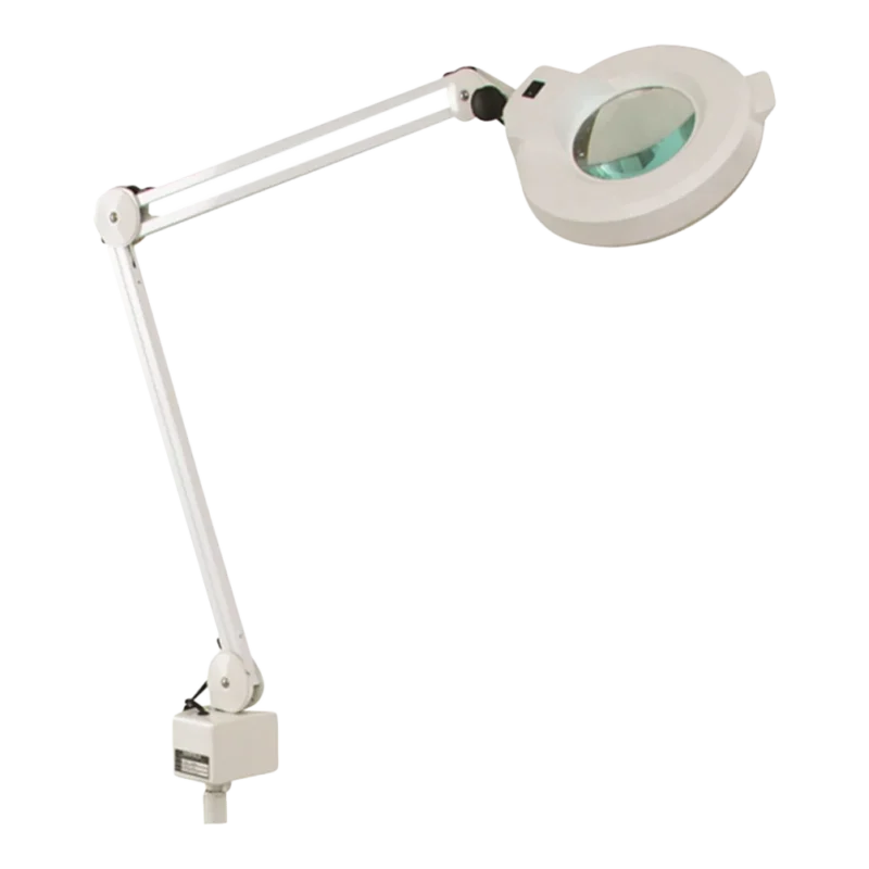 Kaemark A white Facial Vaporizer + 186 3-Diopter Magnifying Lamp with a green light attached to it.