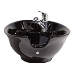 Kaemark A black bowl sink with a faucet on it.