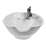 Kaemark A white bathroom sink with a faucet on it.