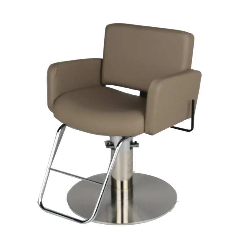 Kaemark Atticus American-Made All-Purpose Chair with a chrome base and a beige leather seat.