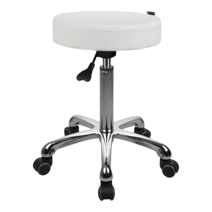 Kaemark Ava Spa Technician Stool with casters on a white background.