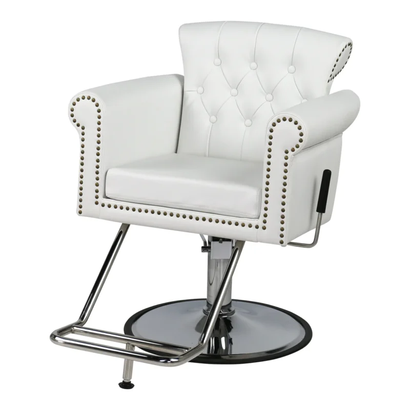 Kaemark A white Cornwall All-Purpose Chair with studded accents.