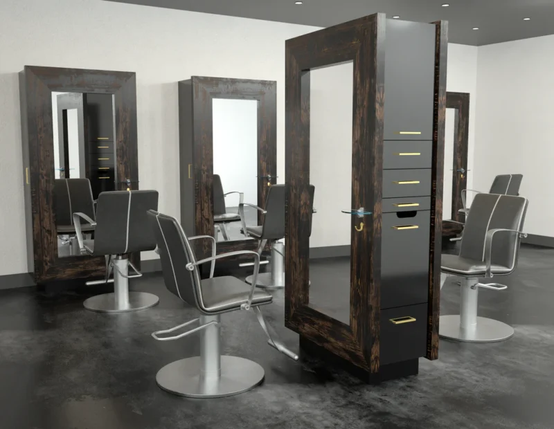 Kaemark A hair salon with Coda American-Made Back to Back Styling Stations.