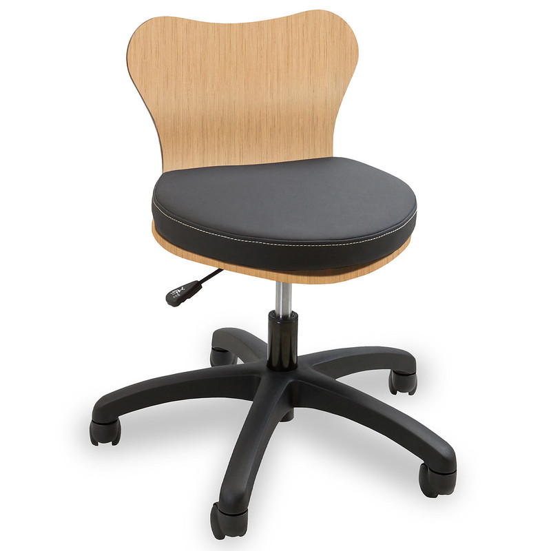 Kaemark A Deluxe Wood Technician Chair by Continuum Pedicure Spas on a white background.