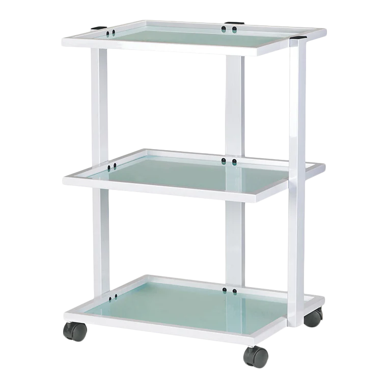 Kaemark A three-tier spa trolley with a glass top.