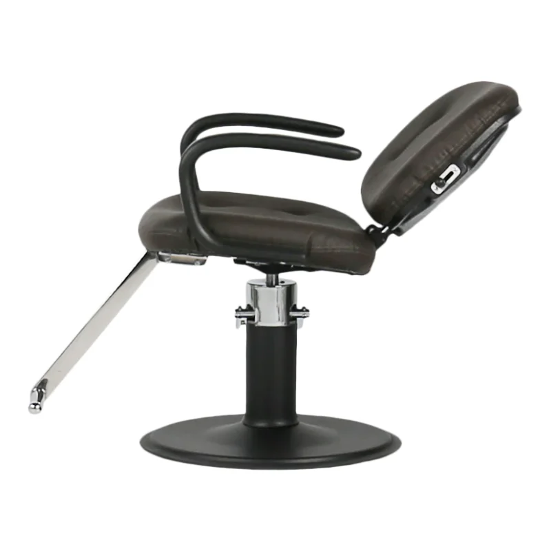 Kaemark An image of an Eloquence American-Made Salon All-Purpose Chair with a black leather seat.