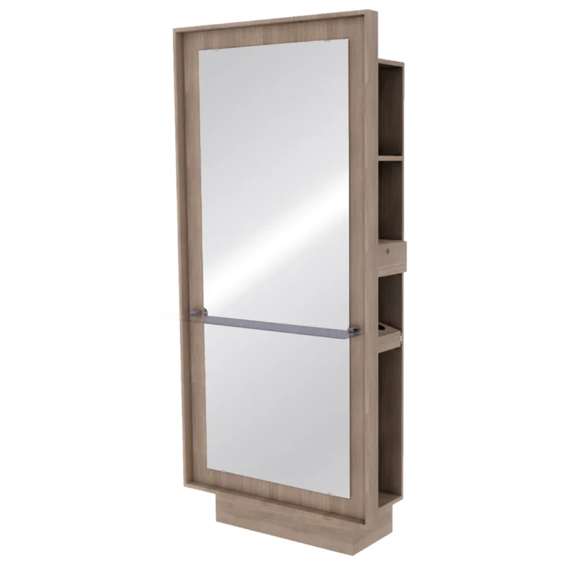 Kaemark A Ellipse Portrait American-Made Styling Station with a mirror on top.