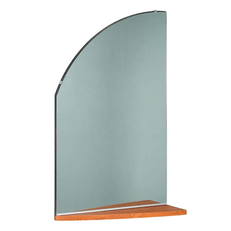 Kaemark An Ellipse Mirror with Shelf on a wooden stand.