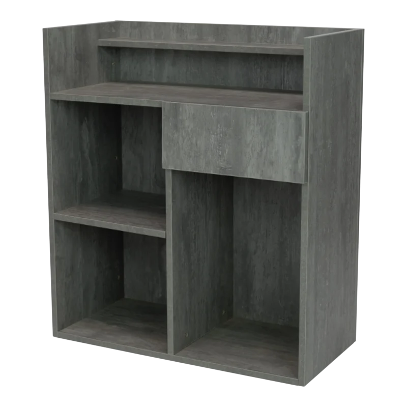 Kaemark Fredo Reception Desk with shelves and drawers.
