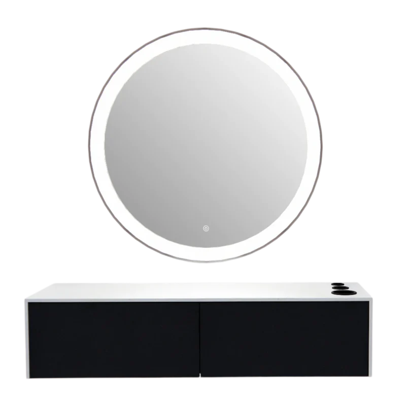 Kaemark A Glo LED GL-01-A American-Made Styling Station with a lighted mirror.