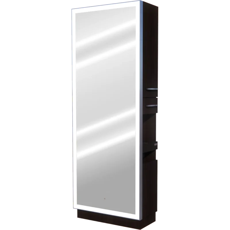 Kaemark A Glo LED GL-05-A American-Made Styling Station with a mirror on it.