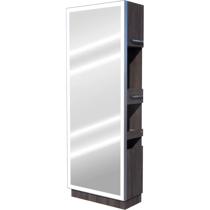 Kaemark A Glo LED GL-05-C American-Made Styling Station with a mirror on top.