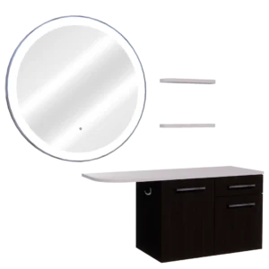 Kaemark A Glo LED GL-18-A American-Made Styling Station with a mirror and a mirror.