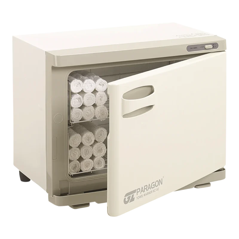 Kaemark A Hot Towel Cabinet with several rolls of toilet paper in it.