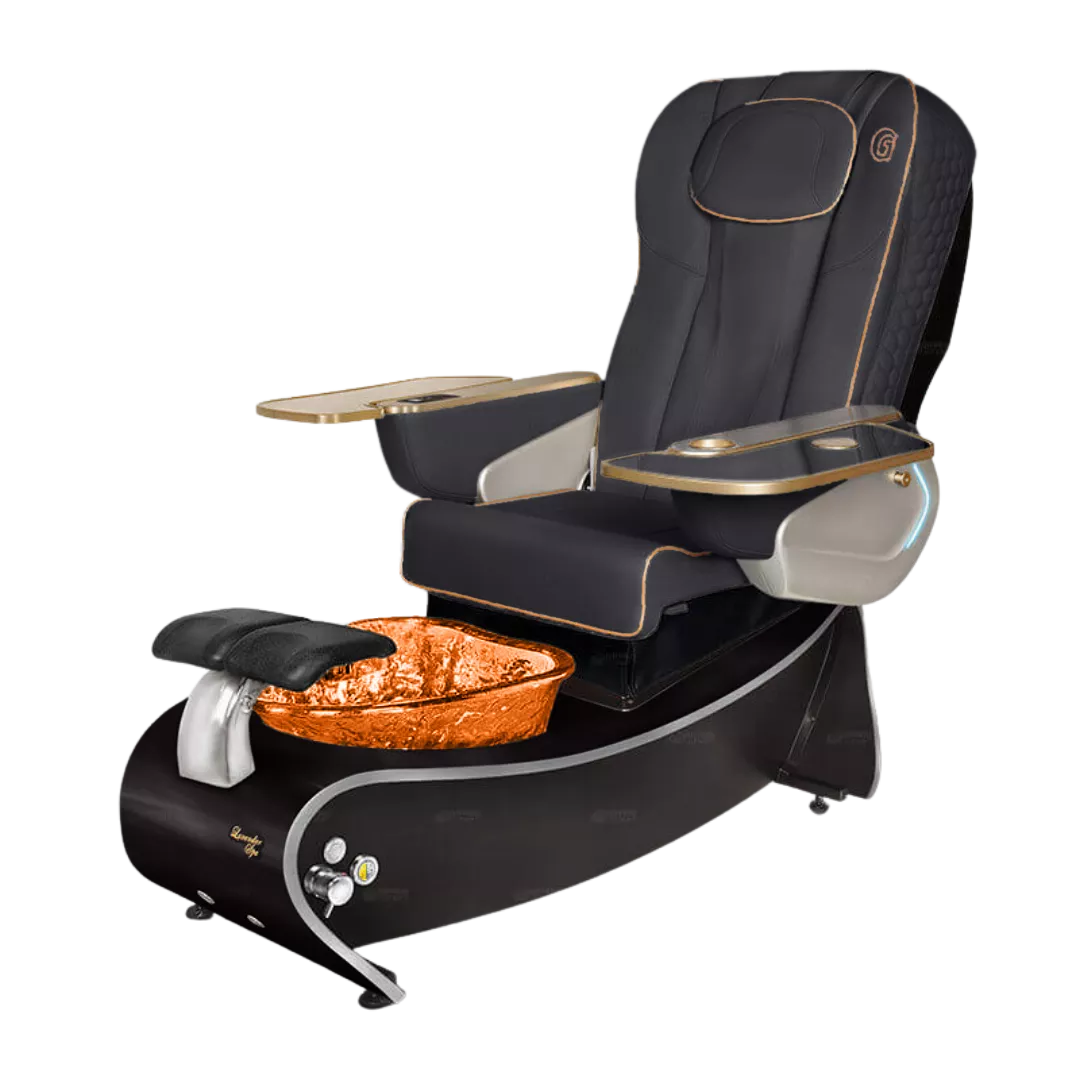 Lavender 3 - Black with Gold BowlBlack Gloss Laminate Base