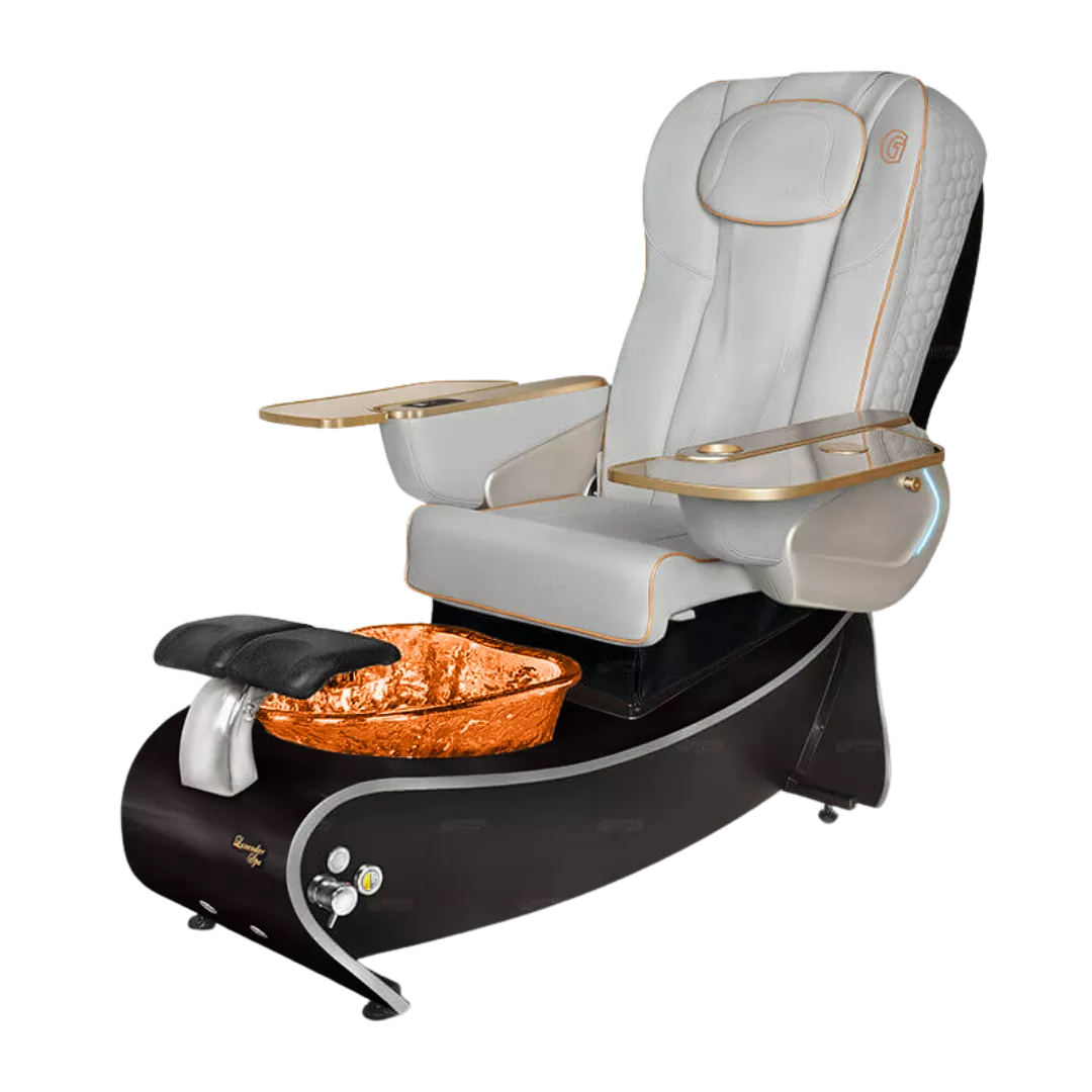 Lavender 3 Grey with Gold BowlBlack Gloss Laminate Base