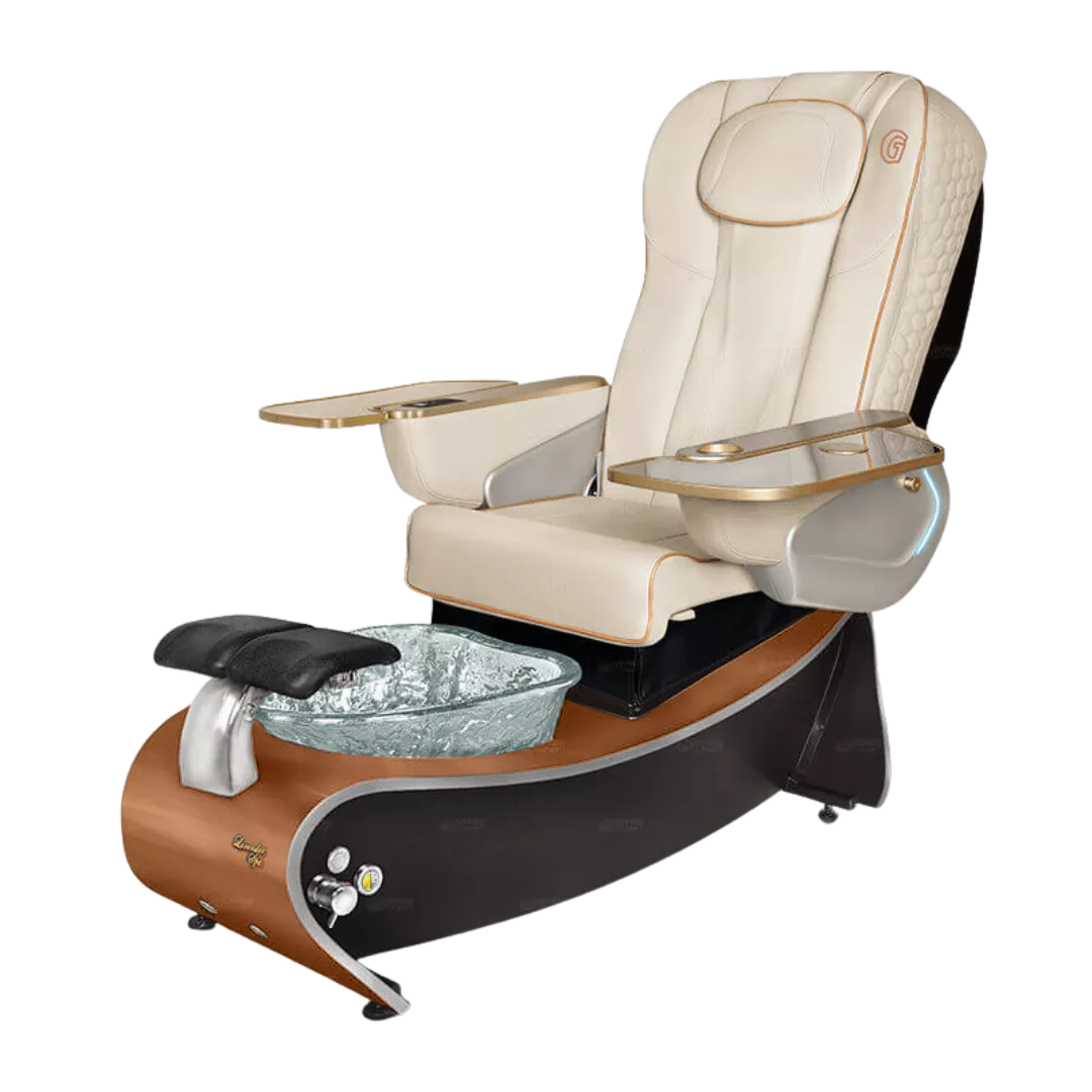 Lavender 3 - White with Clear BowlOiled Walnut Laminate Base