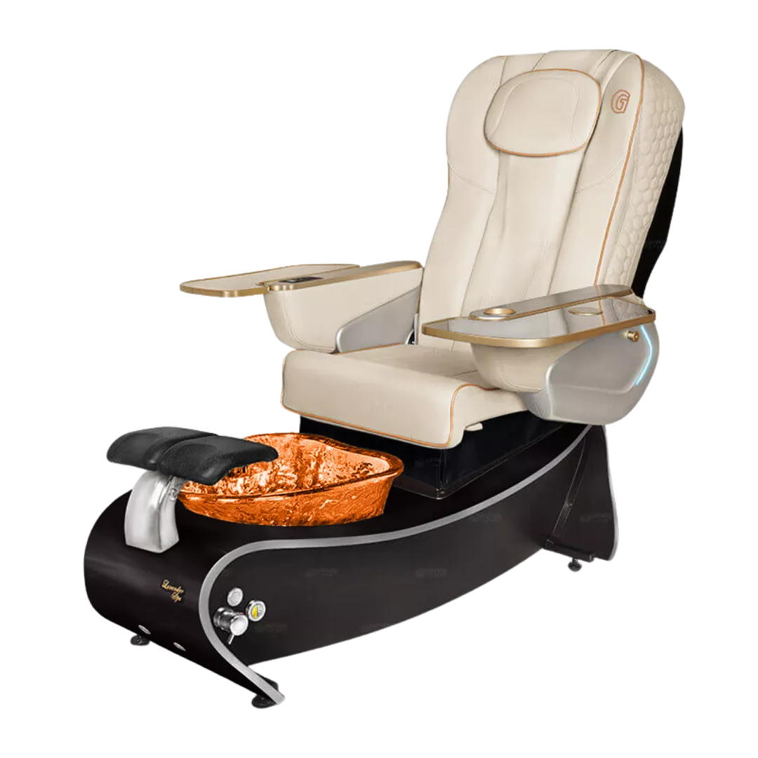 Lavender 3 - White with Gold BowlBlack Gloss Laminate Base