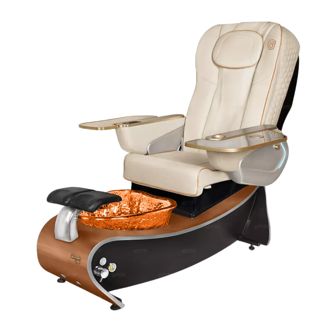 Lavender 3 - White with Gold BowlOiled Walnut Laminate Base